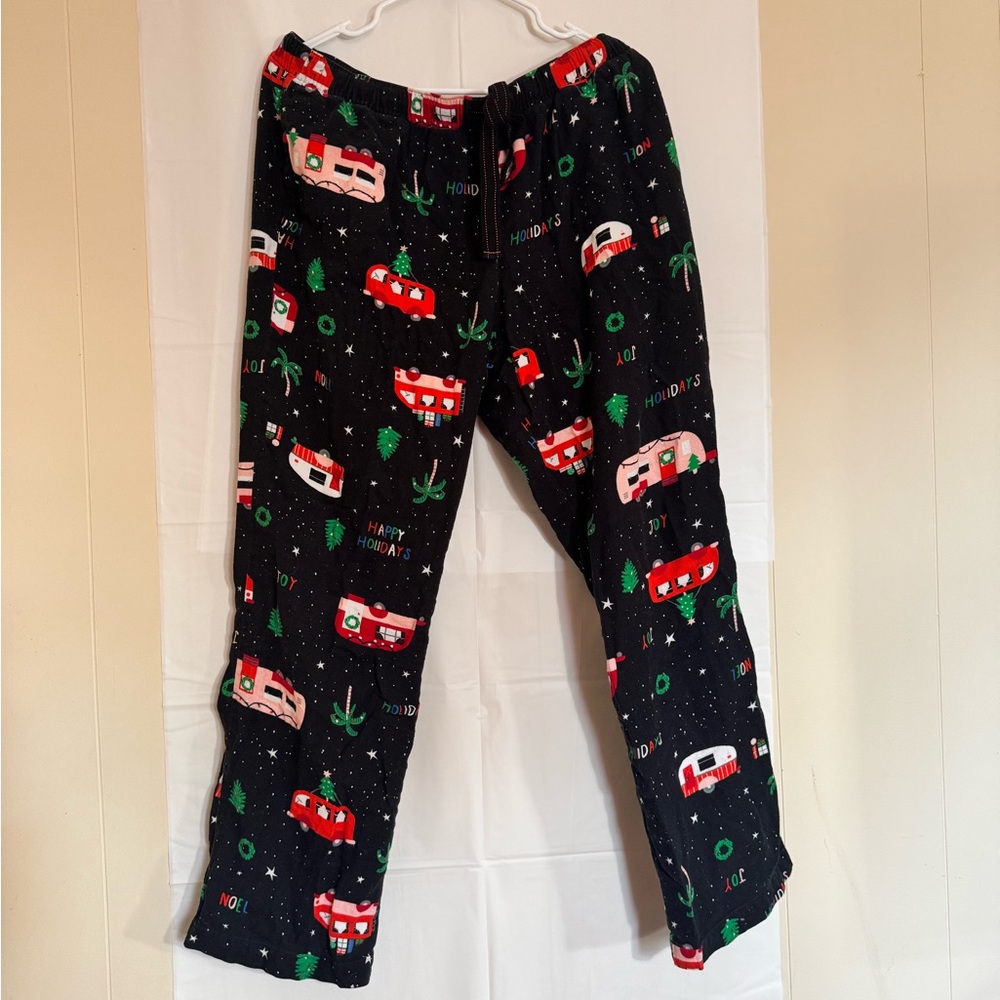 Old Navy Black and Red Pajama Bottoms Festive Design
